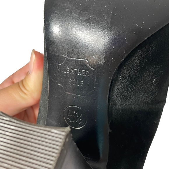 Missoni Chevron Suede Heels 5.5 for Target Black Leather Sole Taupe Round Toe - Picture 6 of 10